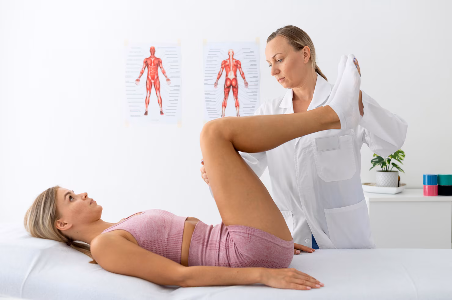 young woman sportswear practicing exercise physiotherapy session 23 2149115608